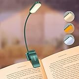 Gritin Leselampe Buch Klemme,USB C Wiederaufladbare Buchlampe mit 16 LEDs,3 Farbtemperatur Modi...
