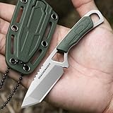 DRACHENADER Neck Knife Tanto Messer feststehend klein Fulltang Outdoor...