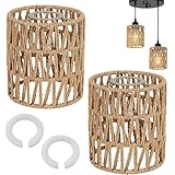 Lampenschirm Boho 2 Stücke Rattan Lampenschirm Korbgeflecht (H 15cm) Tischleuchte Ersatzschirm...