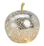 Wurm Dekoleuchte Apfel mit goldenem Stiel & LED Lichterkette, Apfel Lampe, Dekolampe, Tischleuchte,...