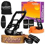 Primeful® Slackline Set 18,5m - Premium Komplettset mit Hilfsseil, Ratsche,...