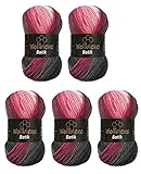5 x 100g Wollbiene Batik 500 Gramm Wolle mit Farbverlauf mehrfarbig Multicolor...