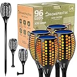 HOMEPROTEK Solar Fackeln für draußen - 4er-Set, XXL groß, 96 LED-Lampen mit 3 Leuchtstufen,...