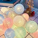 EvaStary Lichterkette Kinderzimmer, 3 Meter 20 LED Cotton Ball Lichterkette batteriebetrieben, LED...