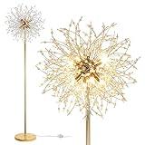 Rayofly Modern Stehlampen, Gold Feuerwerk Kristall Stehlampe Wohnzimmer, 8-Flammige Kristalle...