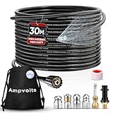 Ampvolts Rohrreinigungsschlauch Set 30m - 5800 PSI/400 bar, enthält 5 Düsen und 1 Karcher-Adapter,...