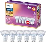 Philips LED Classic GU10 Lampen Warm Glow 6-er Pack (50 W), dimmbare Reflektor LED Spots mit...