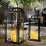 Mojawo 2er Set Gartenlaterne Windlicht Laterne Laternen Metalllaterne Set Dekoration Außen Metall...