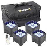 BeamZ BBP94 Akku LED Strahler Uplight 4er Set mit Tasche, 40 Watt LED Spot Effektstrahler Party...