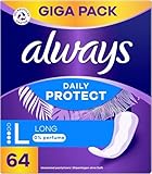 Always Daily Protect Slipeinlagen Damen Long (64 Binden), Gigapack, ohne Duft