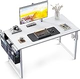 ODK Klein Schreibtisch Weiß 100×48×74cm Computertisch Bürotisch mit Kopfhörer Halter und...