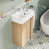 BRIDGE BENO 40 cm Badezimmerschrank Mit Waschbecken - Kleiner Waschbeckenschrank Mit Stauraum Für...