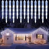 Geemoo Eiszapfen Lichterkette Außen Weiß, 4M 90 LED Weihnachtsbeleuchtung Außen, 20 Eiszapfen, 8...