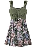 Wantdo Damen Badeanzug Kleid Push Up Tankini Sommer Bademode mit Shorts Schlanke Strandmode...