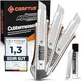 CRAFTUS® Profi Cuttermesser Set [3 Stück] aus Aluminium für Maximale Lebensdauer, Robuste...