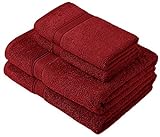 Pinzon by Amazon Handtuchset aus Baumwolle, Cranberry-Rot, 2 Bade- und 2 Handtücher, 600g/m²