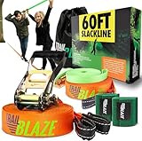 Slackline Anfänger-Komplettset – Trainingsgurt Baumschutz Transporttasche –...