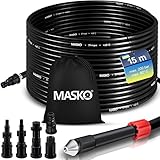 MASKO® Rohrreinigungsschlauch Set Abflussreiniger 15m, 200 bar inkl. Tasche 5 Adapter Düsen +...