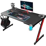Homall Gaming Tisch 110 x 60 cm, Z-Frame Gaming Schreibtisch mit Getränkehalter, Kopfhörer Haken,...