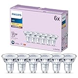 Philips LED Classic GU10 Lampen 6-er Pack (35 W), Reflektor LED Spots mit warmweißem Licht,...