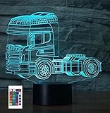 3D-Nachtlicht Dekolicht Schwerer Truck Hunde-Motiv Illusions-Lampe mit 7 Farbwechseln LED mit...