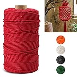 Czyan Makramee Garn 3mm x 200m Baumwollgarn Kordel Natur Baumwollkordel für Makramee DIY Handwerk...