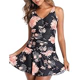 Summer Mae Damen Badekleid Plus Size Geblümt Figurformender Einteiler Badeanzug Swimsuit mit...