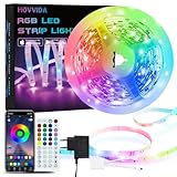 HOVVIDA LED Strip 5M, 30 LEDs/Meter, 150 LED, RGB LED Streifen, APP und Fernbedienung, Musikmodus,...