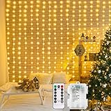 DBFAIRY 2x2M Lichtervorhang innen, 200 LED Lichterketten Vorhang mit 8 Modi Fernbedienung Timer,...