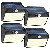 SIGRILL Solarlampen für Außen mit Bewegungsmelder 4 Stück Solarleuchten für Außen 150LED Solar...