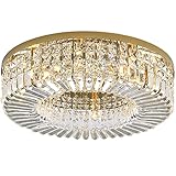 LED Moderne Dimmbar Kristall Deckenleuchte Gold Wohnzimmer Deckenlampe Groß Wohnzimmerlampe Runden...