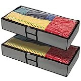 SIMPLIUM Unterbettkommode faltbar - Unterbett Aufbewahrungsbox Stoff 100x50x18cm - 2x Unterbettbox...