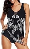 Century Star Badeanzug Damen Einteilig Badekleid Tankini Bauchweg Schwimmkleid Bademode Swimsuit...