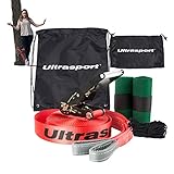Ultrasport 25m Slackline Advance mit Ratsche inkl. Tragetasche, Slackline für...