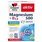Doppelherz Magnesium 500 + B12 2-Phasen – Hochdosiert mit 500 mg Magnesium pro Depot-Tablette –...