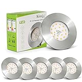 Kimjo LED Einbaustrahler 230V 6W Warmweiss 3000K, LED Spots IP44 600LM LED Einbaustrahler Flach für...