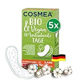 BIO Slipeinlagen von Cosmea, Lang, VEGAN ohne Duft, Vorteilspack 5 x 26 Stück...