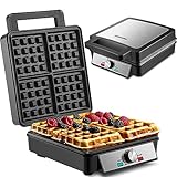 XXL 4er Waffeleisen | 1200 Watt | Waffelautomat | Paninigrill | Waffeltoaster |...