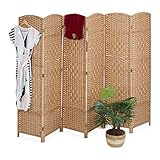 Relaxdays Paravent, 6-teilig, Raumtrenner faltbar, HxB 170x241 cm, Sichtschutz innen, Holz,...