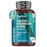 Kalzium, Magnesium & Zink - 400 Tabletten mit Vitamin D3, K2, Selen, Mangan, Bor - Geprüfte &...