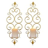 Sziqiqi Wandkerzenhalter Wandleuchter Kerzenständer Kerzenhalter Kerzenleuchter aus Metall 2er Set,...