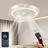 ASJK Deckenleuchte mit Ventilator, leise, Deckenventilator mit Beleuchtung, App und Fernbedienung;...