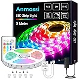 Anmossi LED Strip 5m,RGB LED Streifen mit Fernbedienung,AC220V-240V Dreamcolor LED Lichtleiste,SMD...