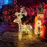 SALCAR 60cm LED Rentier Figur Beleuchtet Außen, Weihnachtsbeleuchtung Hirsch Deko Weihnachten,...