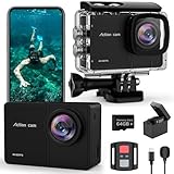 TIMNUT 4K 60FPS Action Cam, Unterwasserkamera mit 64G SD Karte 48MP HD WiFi...