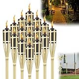 CEEDIR 12 Stück Gartenfackeln für Draußen 90cm Bambusfackeln Gartenfackel Fackeln Ölfackeln für...
