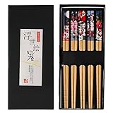 Essstäbchen, 5 Paar Stäbchen Japanisch Chopsticks Sushi Stäbchen Bambus Bambus Essstäbchen...