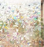rabbitgoo Fensterfolie Blickdicht Selbsthaftende, Sichtschutzfolie Fenster Bunt, 3D Regenbogen Folie...