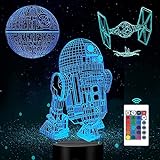 ANVRIL ELF Veilleuse 3D LED Star Wars, lampe Illusion 3D mit drei Motiven und lampe de decoration à...