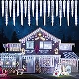 iBaycon Eiszapfen Lichterkette Außen Weiß, 320 LEDs 20 Eiszapfen Weihnachtsbeleuchtung Außen, 9M...